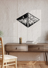 Decorazione in Metallo Giorno e Notte, Nero, Metallo, 100x0,15x65 cm, DESIGN MANIA