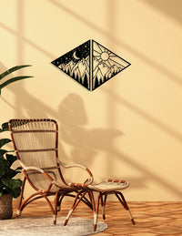 Decorazione in Metallo Giorno e Notte, Nero, Metallo, 100x0,15x65 cm, DESIGN MANIA