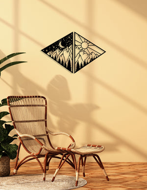 Decorazione in Metallo Giorno e Notte, Nero, Metallo, 100x0,15x65 cm, DESIGN MANIA