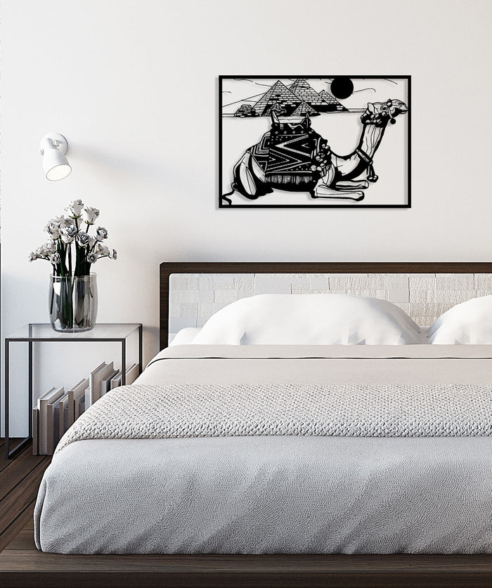 Decorazione in Metallo Cammello, Nero, Metallo, 90x0,15x62 cm, DESIGN MANIA