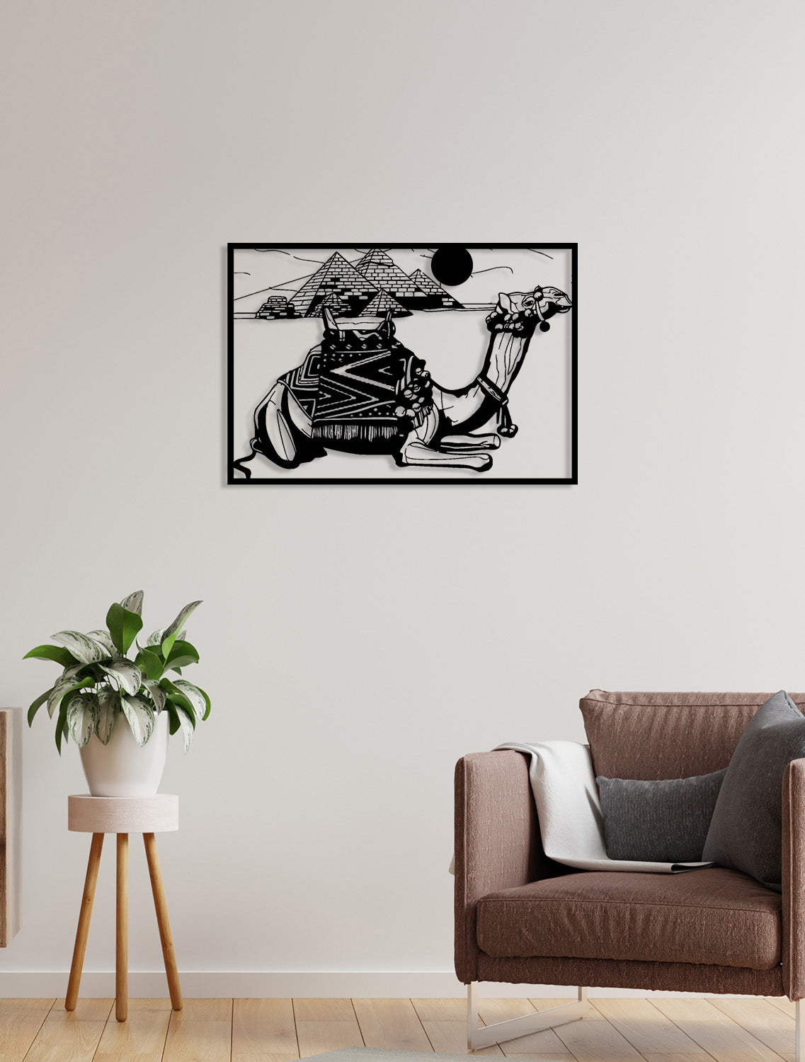 Decorazione in Metallo Cammello, Nero, Metallo, 90x0,15x62 cm, DESIGN MANIA