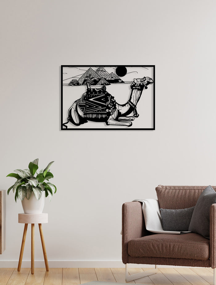 Decorazione in Metallo Cammello, Nero, Metallo, 90x0,15x62 cm, DESIGN MANIA