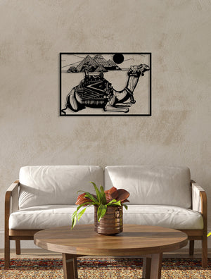 Decorazione in Metallo Cammello, Nero, Metallo, 90x0,15x62 cm, DESIGN MANIA