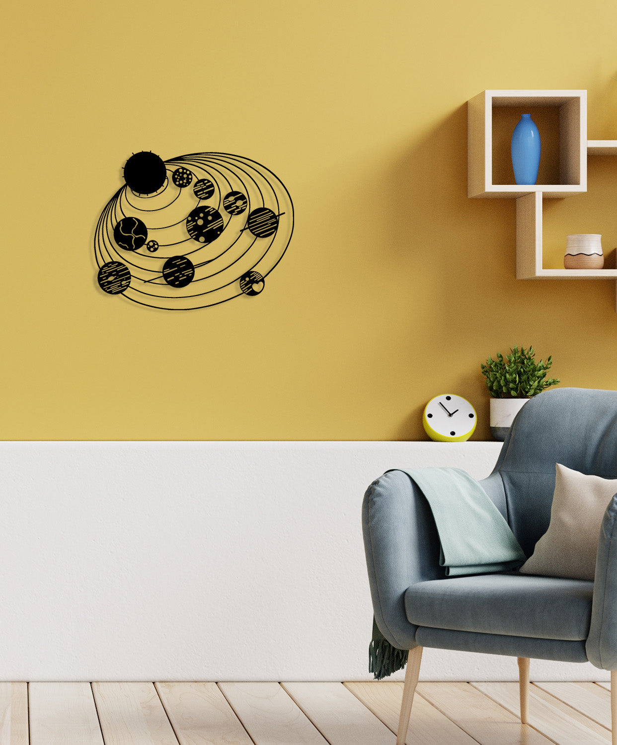 Decorazione in Metallo Cosmo 4, Nero, Metallo, 63x0,15x50 cm, DESIGN MANIA