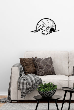 Decorazione in Metallo Onda 4, Nero, Metallo, 71x0,15x40 cm, DESIGN MANIA