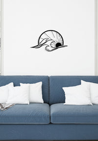 Decorazione in Metallo Onda 4, Nero, Metallo, 71x0,15x40 cm, DESIGN MANIA