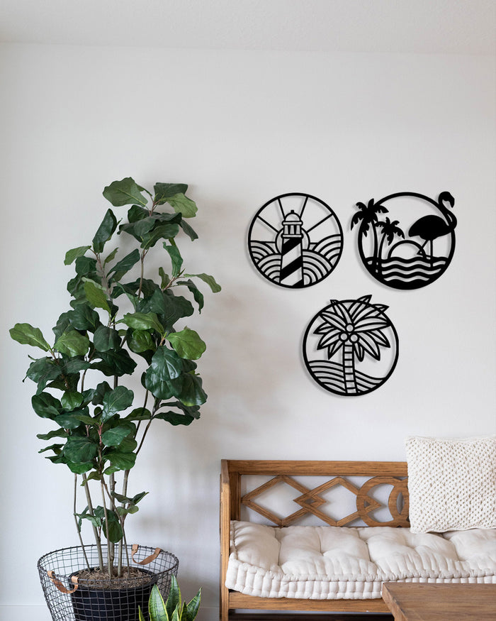 Decorazione in Metallo Sea, Nero, Metallo, 154x0,15x50 cm, DESIGN MANIA