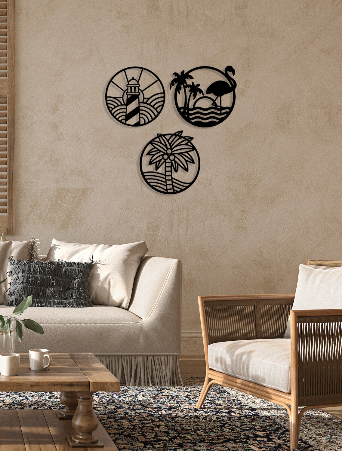 Decorazione in Metallo Sea, Nero, Metallo, 154x0,15x50 cm, DESIGN MANIA