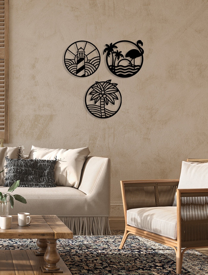 Decorazione in Metallo Sea, Nero, Metallo, 154x0,15x50 cm, DESIGN MANIA