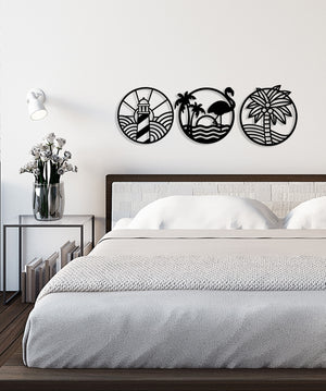 Decorazione in Metallo Sea, Nero, Metallo, 154x0,15x50 cm, DESIGN MANIA