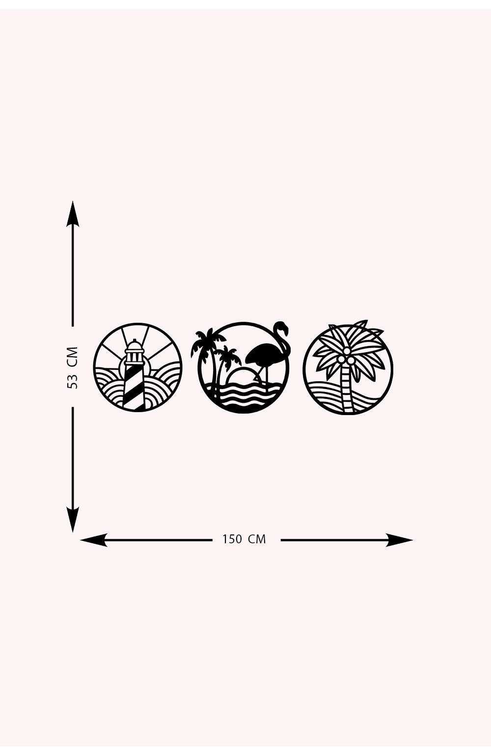 Decorazione in Metallo Sea, Nero, Metallo, 154x0,15x50 cm, DESIGN MANIA