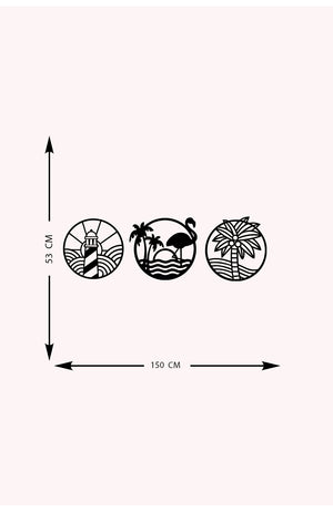 Decorazione in Metallo Sea, Nero, Metallo, 154x0,15x50 cm, DESIGN MANIA