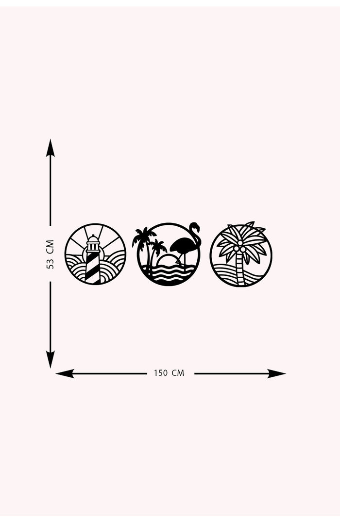 Decorazione in Metallo Sea, Nero, Metallo, 154x0,15x50 cm, DESIGN MANIA