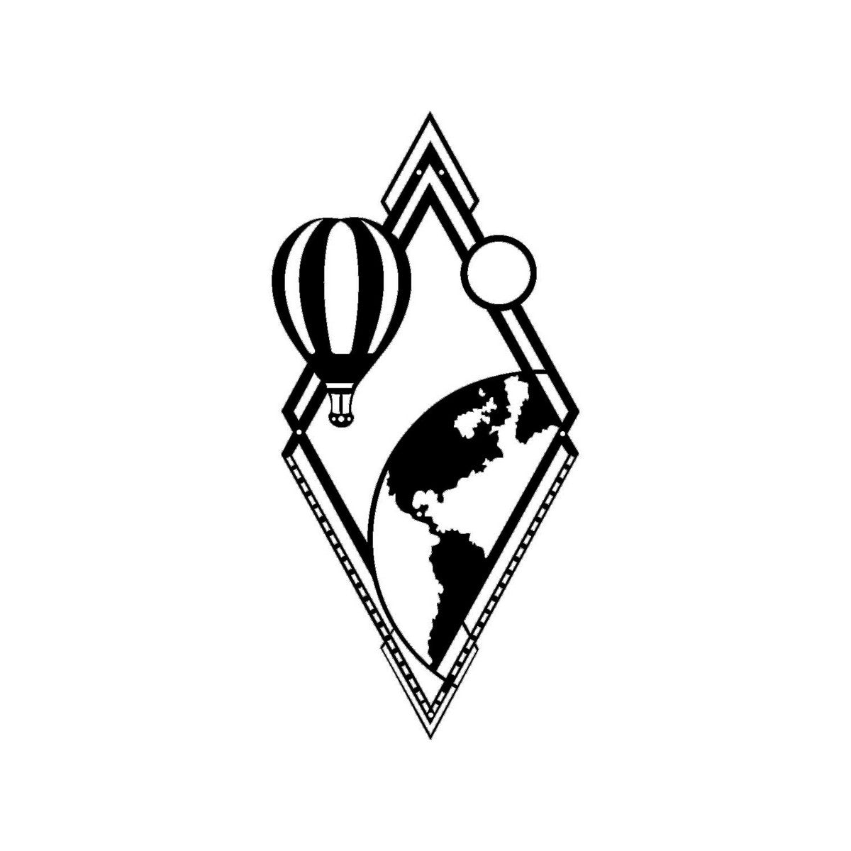 Decorazione in Metallo Mongolfiera, Nero, Metallo, 34x0,15x70 cm, DESIGN MANIA