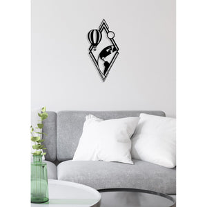 Decorazione in Metallo Mongolfiera, Nero, Metallo, 34x0,15x70 cm, DESIGN MANIA