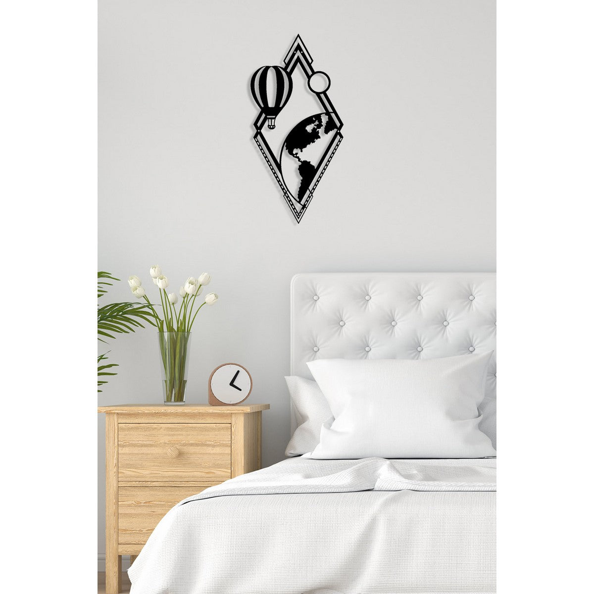 Decorazione in Metallo Mongolfiera, Nero, Metallo, 34x0,15x70 cm, DESIGN MANIA