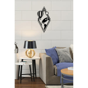 Decorazione in Metallo Mongolfiera, Nero, Metallo, 34x0,15x70 cm, DESIGN MANIA