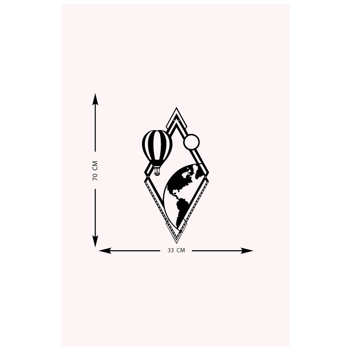 Decorazione in Metallo Mongolfiera, Nero, Metallo, 34x0,15x70 cm, DESIGN MANIA