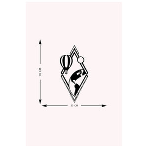 Decorazione in Metallo Mongolfiera, Nero, Metallo, 34x0,15x70 cm, DESIGN MANIA