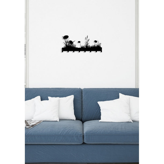 Decorazione in Metallo Fiori, Nero, Metallo, 89x0,15x40 cm, DESIGN MANIA