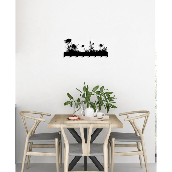 Decorazione in Metallo Fiori, Nero, Metallo, 89x0,15x40 cm, DESIGN MANIA