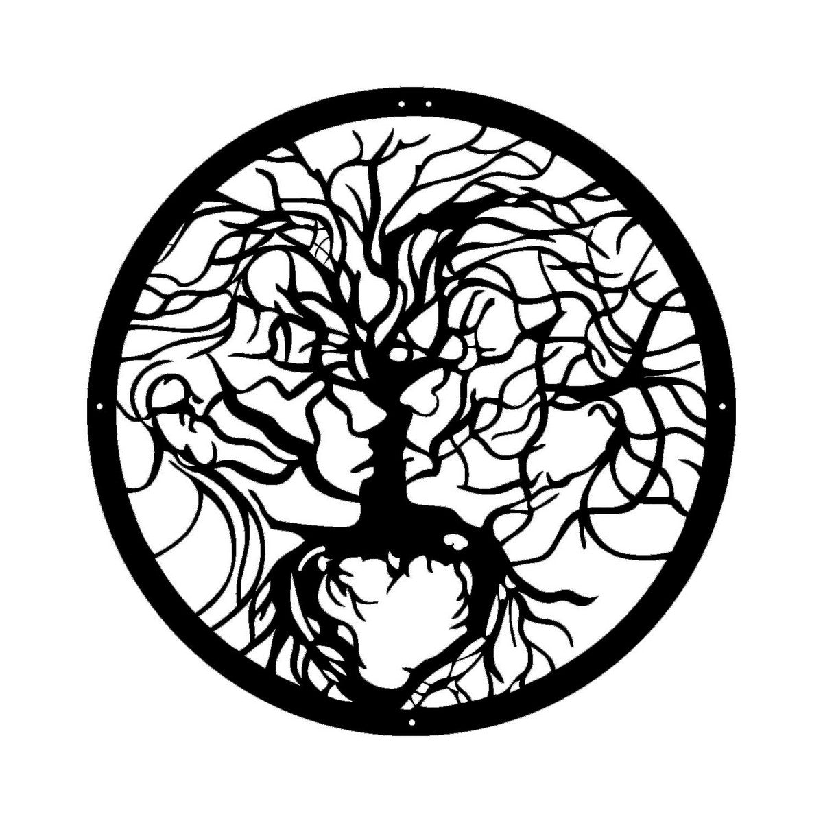 Decorazione in Metallo Albero 35, Nero, Metallo, 60x0,15x60 cm, DESIGN MANIA