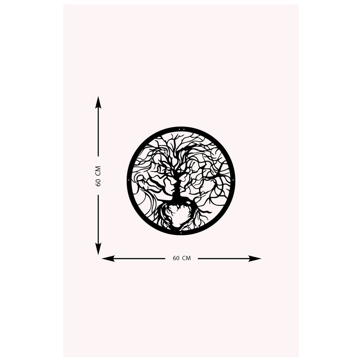 Decorazione in Metallo Albero 35, Nero, Metallo, 60x0,15x60 cm, DESIGN MANIA