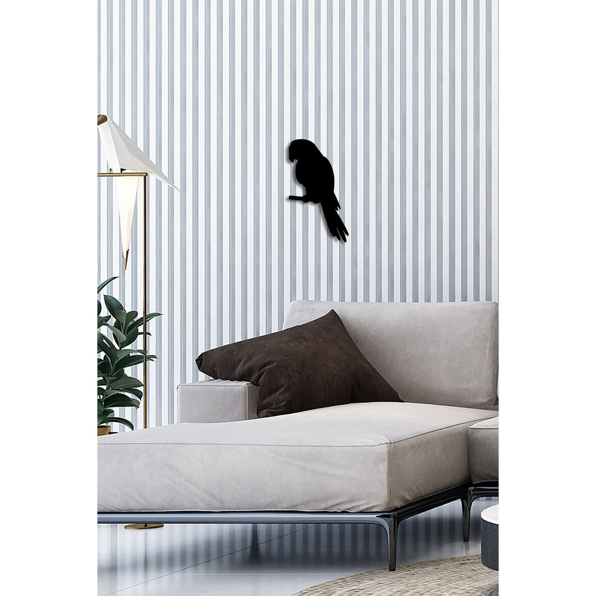 Decorazione in Metallo Pappagallo, Nero, Metallo, 26x0,15x43 cm, DESIGN MANIA