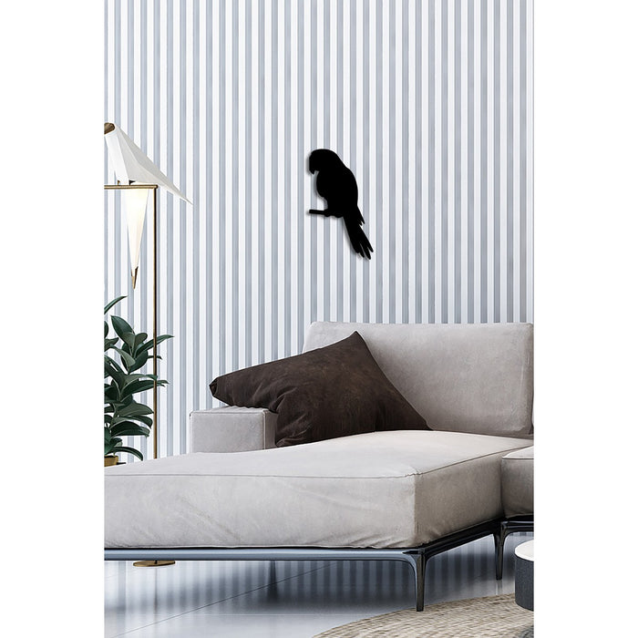 Decorazione in Metallo Pappagallo, Nero, Metallo, 26x0,15x43 cm, DESIGN MANIA