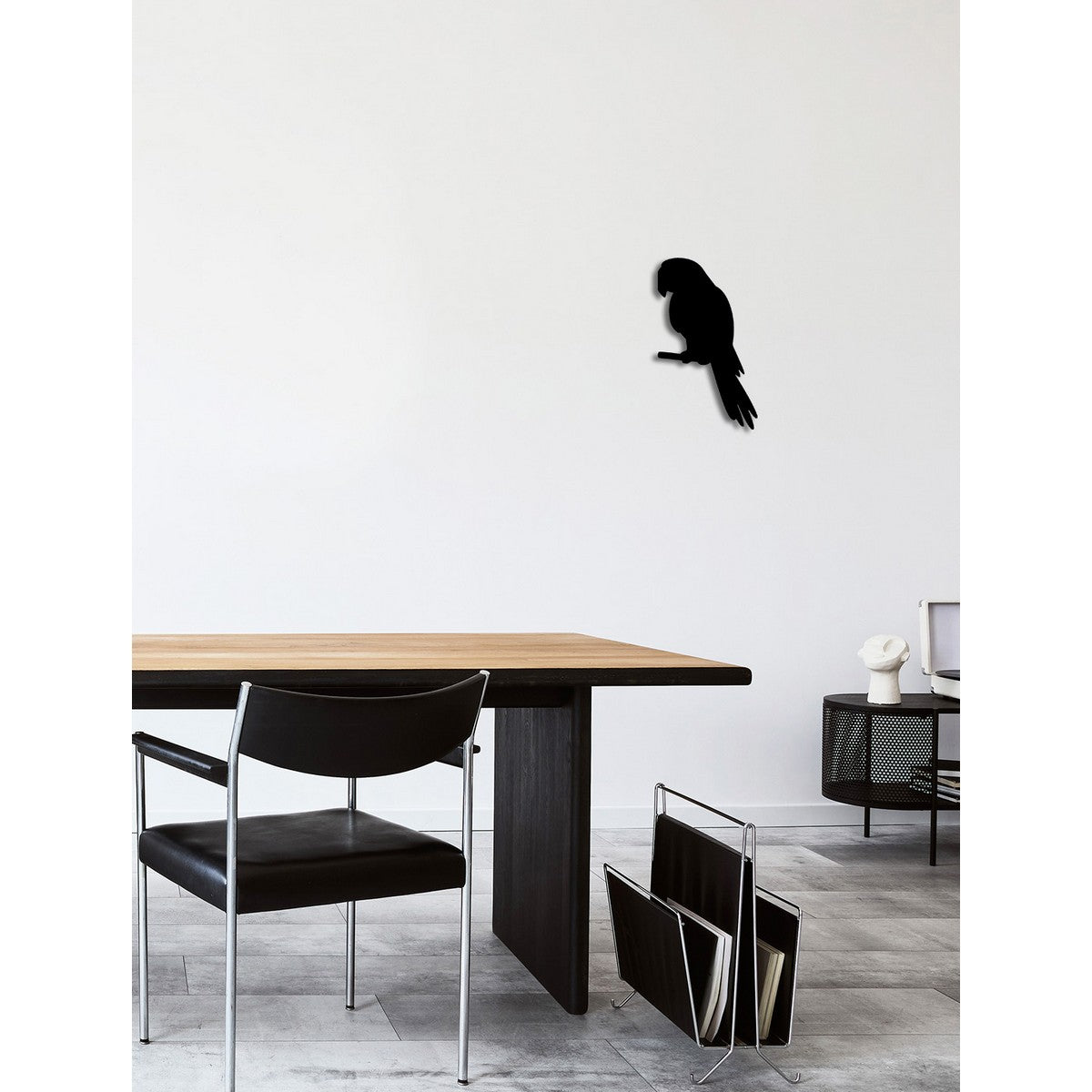 Decorazione in Metallo Pappagallo, Nero, Metallo, 26x0,15x43 cm, DESIGN MANIA