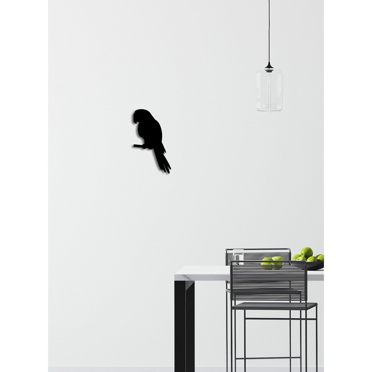 Decorazione in Metallo Pappagallo, Nero, Metallo, 26x0,15x43 cm, DESIGN MANIA