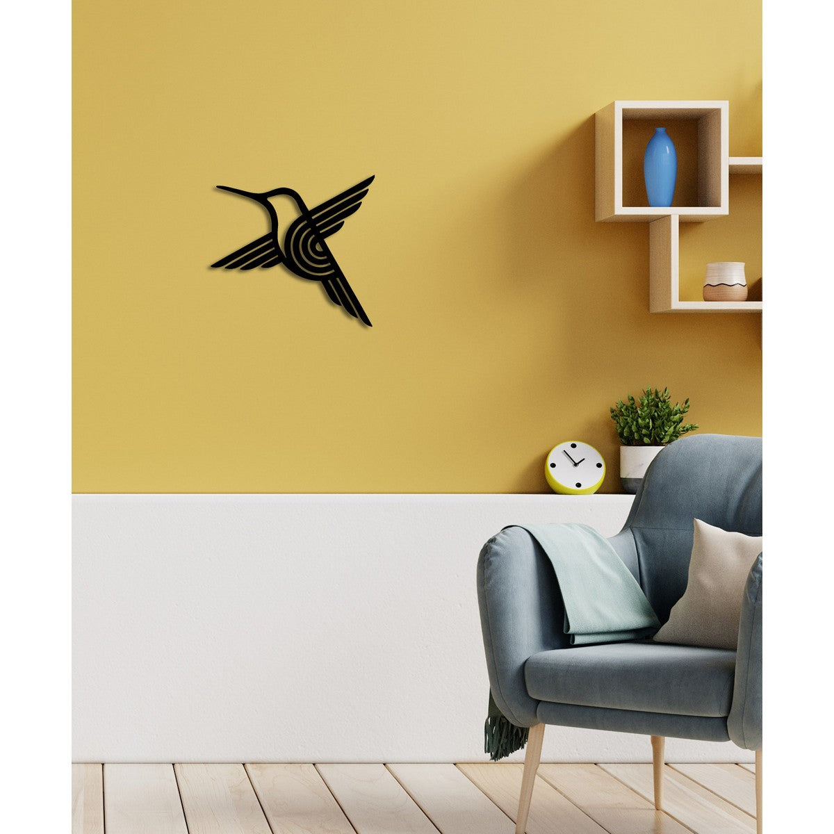 Decorazione in Metallo Colibri' 3, Nero, Metallo, 35x0,15x32 cm, DESIGN MANIA