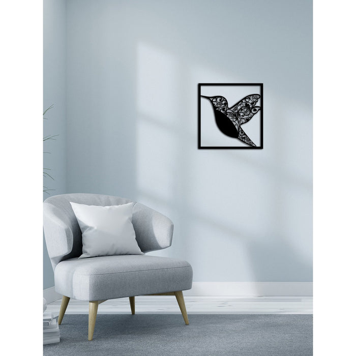 Decorazione in Metallo Colibri' 4, Nero, Metallo, 40x0,15x41 cm, DESIGN MANIA