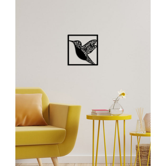 Decorazione in Metallo Colibri' 4, Nero, Metallo, 40x0,15x41 cm, DESIGN MANIA