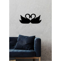 Decorazione in Metallo Cigni 1, Nero, Metallo, 68x0,15x30 cm, DESIGN MANIA