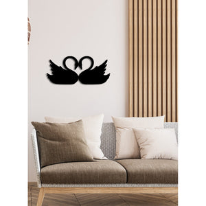 Decorazione in Metallo Cigni 1, Nero, Metallo, 68x0,15x30 cm, DESIGN MANIA