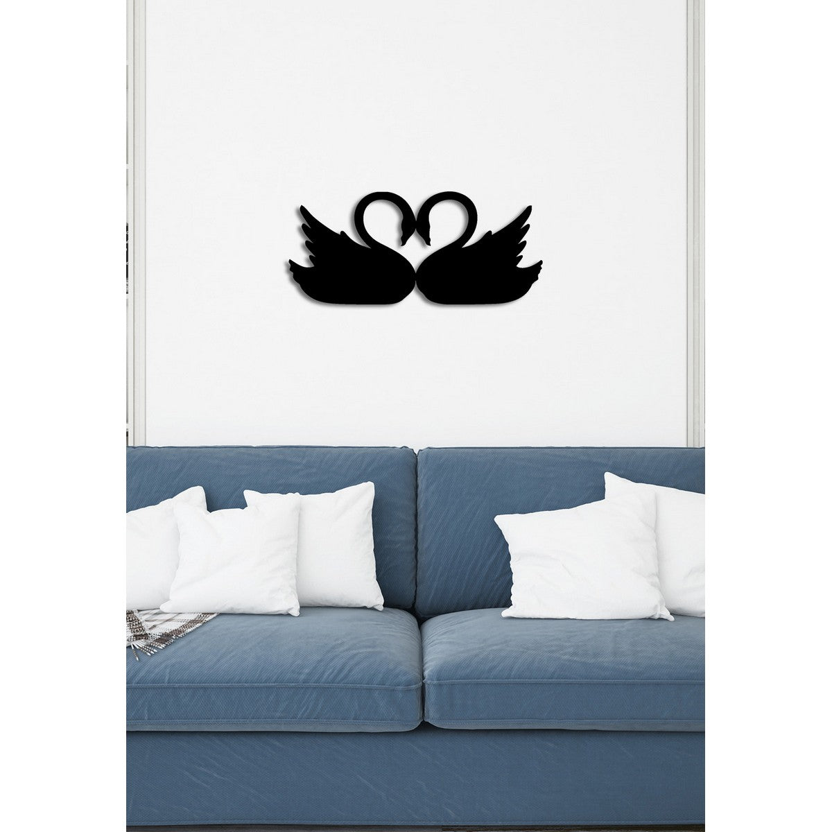 Decorazione in Metallo Cigni 1, Nero, Metallo, 68x0,15x30 cm, DESIGN MANIA