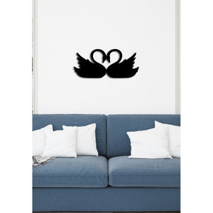 Decorazione in Metallo Cigni 1, Nero, Metallo, 68x0,15x30 cm, DESIGN MANIA