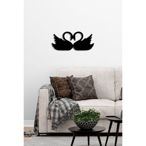 Decorazione in Metallo Cigni 1, Nero, Metallo, 68x0,15x30 cm, DESIGN MANIA