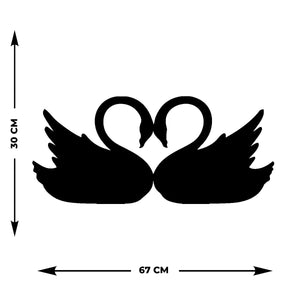 Decorazione in Metallo Cigni 1, Nero, Metallo, 68x0,15x30 cm, DESIGN MANIA