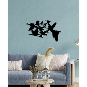 Decorazione in Metallo Uccelli 4, Nero, Metallo, 82x0,15x50 cm, DESIGN MANIA