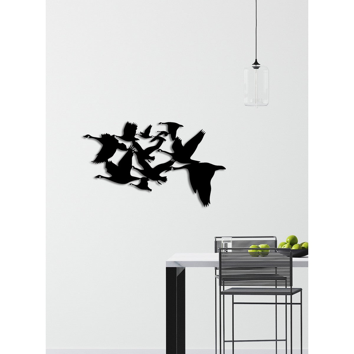 Decorazione in Metallo Uccelli 4, Nero, Metallo, 82x0,15x50 cm, DESIGN MANIA