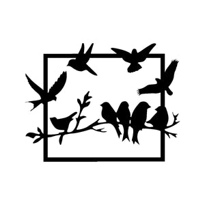Decorazione in Metallo Uccelli 6, Nero, Metallo, 66x0,15x50 cm, DESIGN MANIA