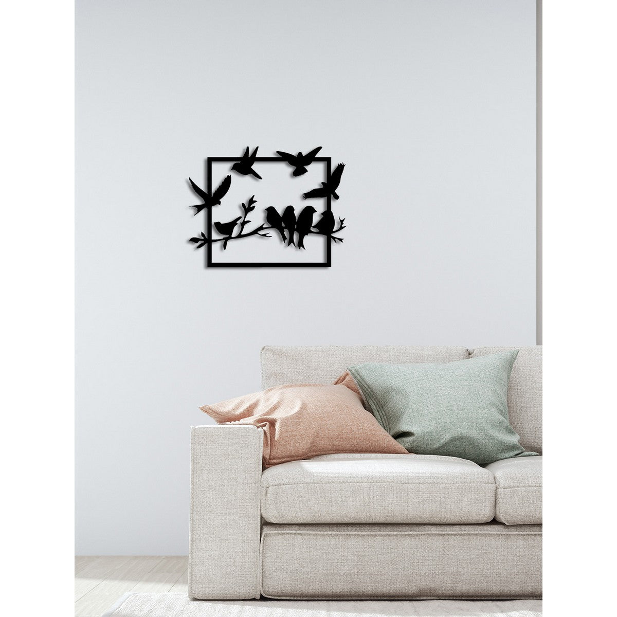 Decorazione in Metallo Uccelli 6, Nero, Metallo, 66x0,15x50 cm, DESIGN MANIA