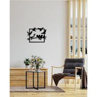 Decorazione in Metallo Uccelli 6, Nero, Metallo, 66x0,15x50 cm, DESIGN MANIA
