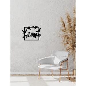 Decorazione in Metallo Uccelli 6, Nero, Metallo, 66x0,15x50 cm, DESIGN MANIA