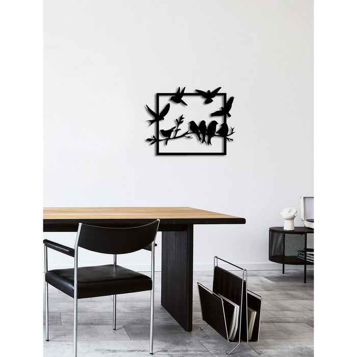 Decorazione in Metallo Uccelli 6, Nero, Metallo, 66x0,15x50 cm, DESIGN MANIA