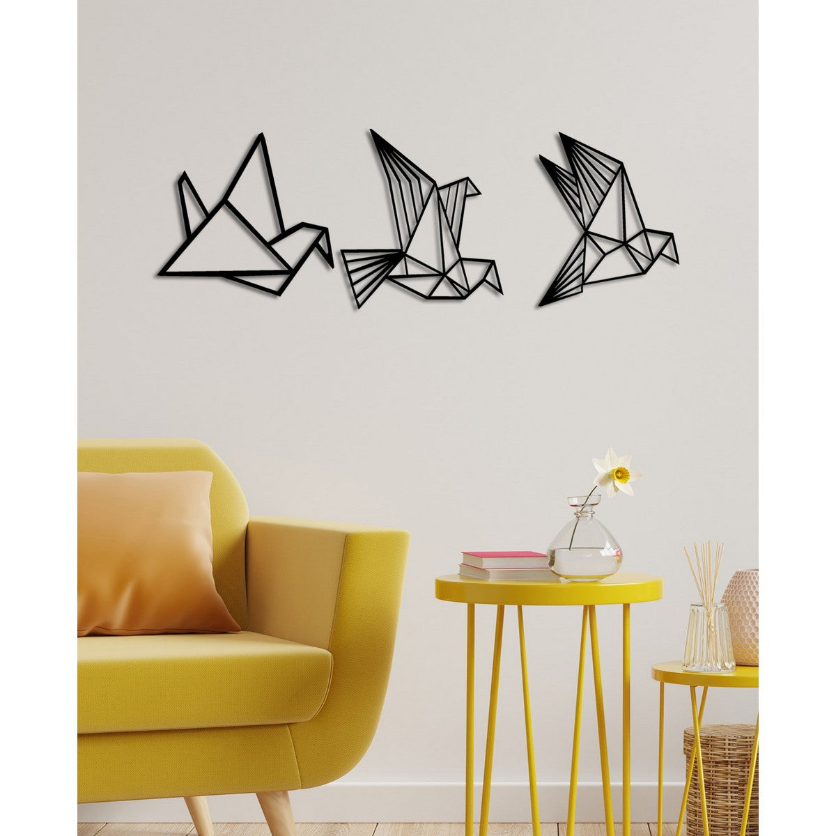 Decorazione in Metallo Uccelli 10, Nero, Metallo, 100x0,15x37 cm, DESIGN MANIA