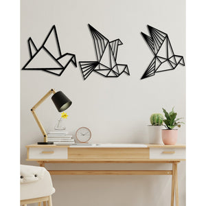 Decorazione in Metallo Uccelli 10, Nero, Metallo, 100x0,15x37 cm, DESIGN MANIA