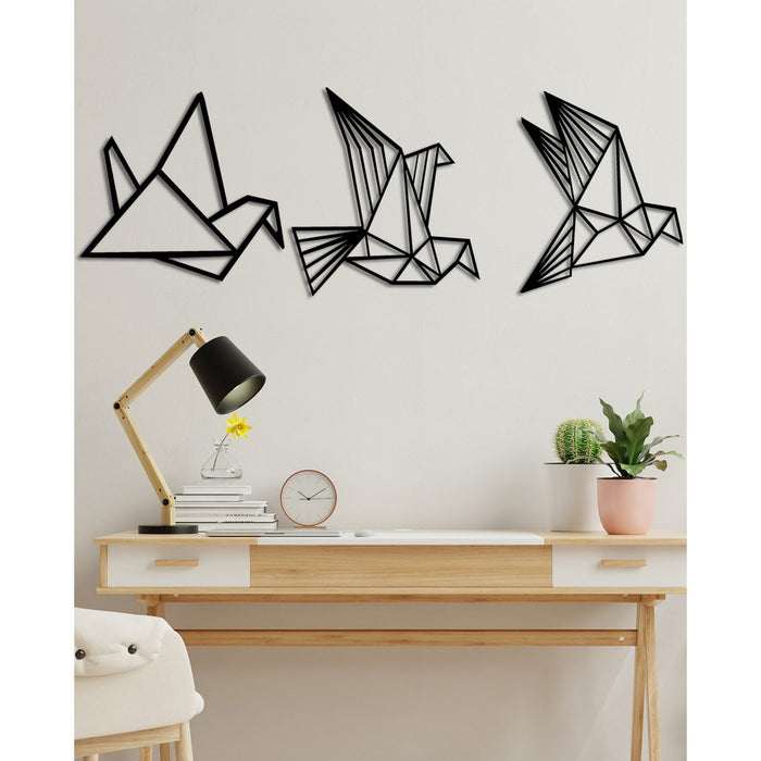 Decorazione in Metallo Uccelli 10, Nero, Metallo, 100x0,15x37 cm, DESIGN MANIA